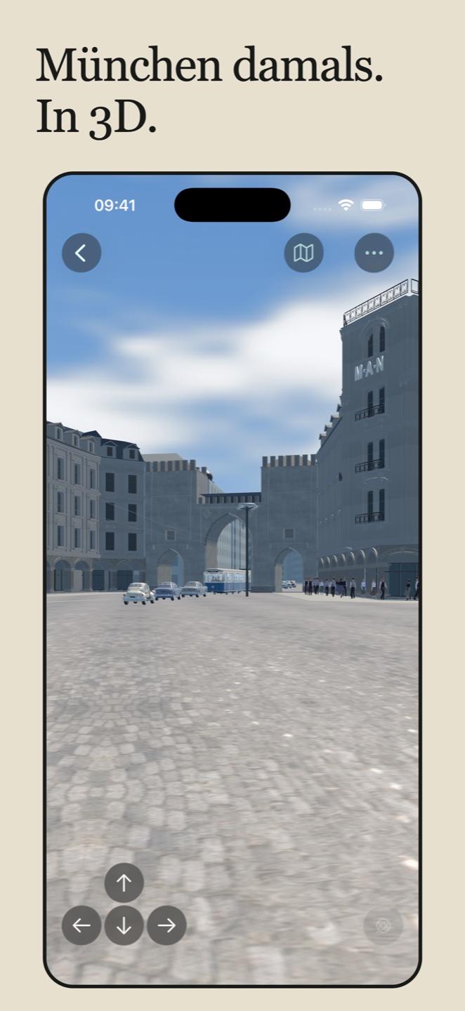 München damals. In 3D. – App-Ansicht des rekonstruierten Stachus