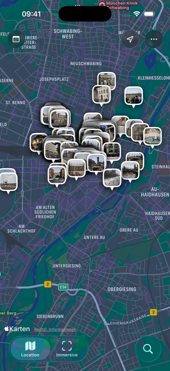 Historische Fotografien auf der München-Karte in Zeitblende