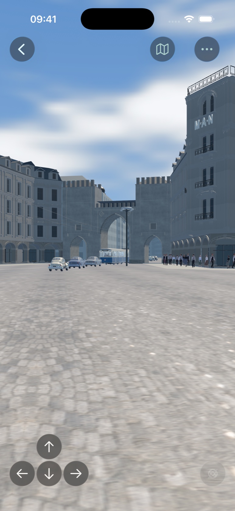 Die begehbare 3D-Rekonstruktion des Stachus in der Zeitblende App